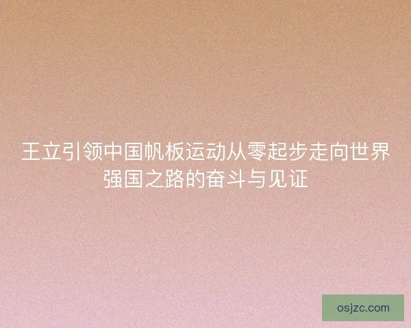 王立引领中国帆板运动从零起步走向世界强国之路的奋斗与见证 王立引领中国帆板运动从零起步走向世界强国之路的奋斗与见证