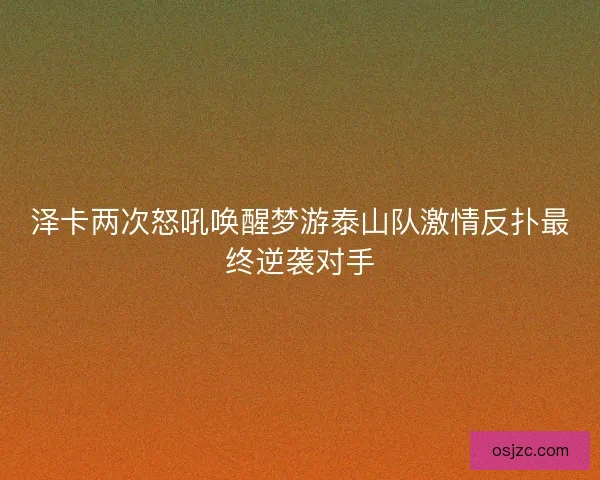 泽卡两次怒吼唤醒梦游泰山队激情反扑最终逆袭对手 泽卡两次怒吼唤醒梦游泰山队激情反扑最终逆袭对手